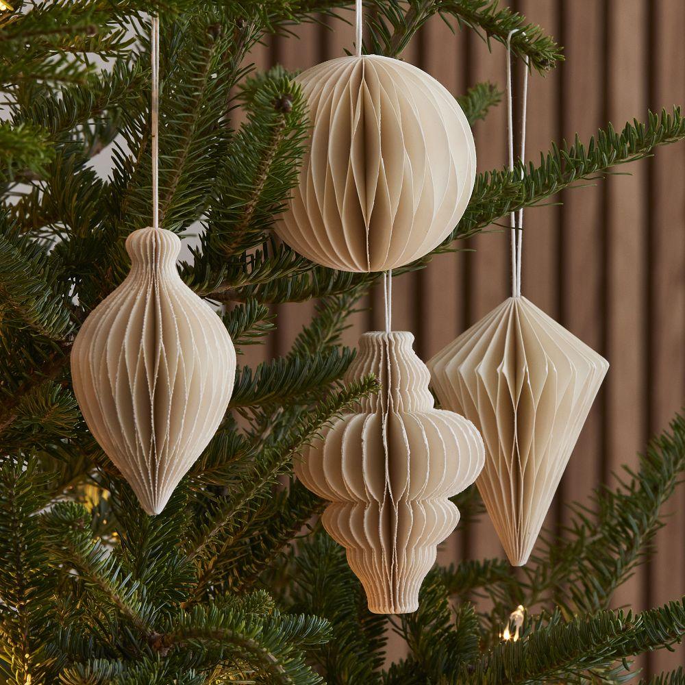 Cream Paper Ornaments Set of 4 West Elm Australia